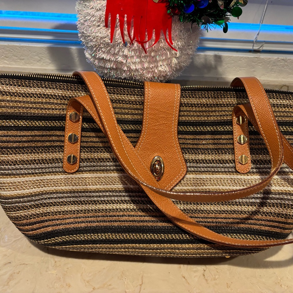 Great for Summer! Eric Javits like new Multicolor Gold, Silver and Black Striped
